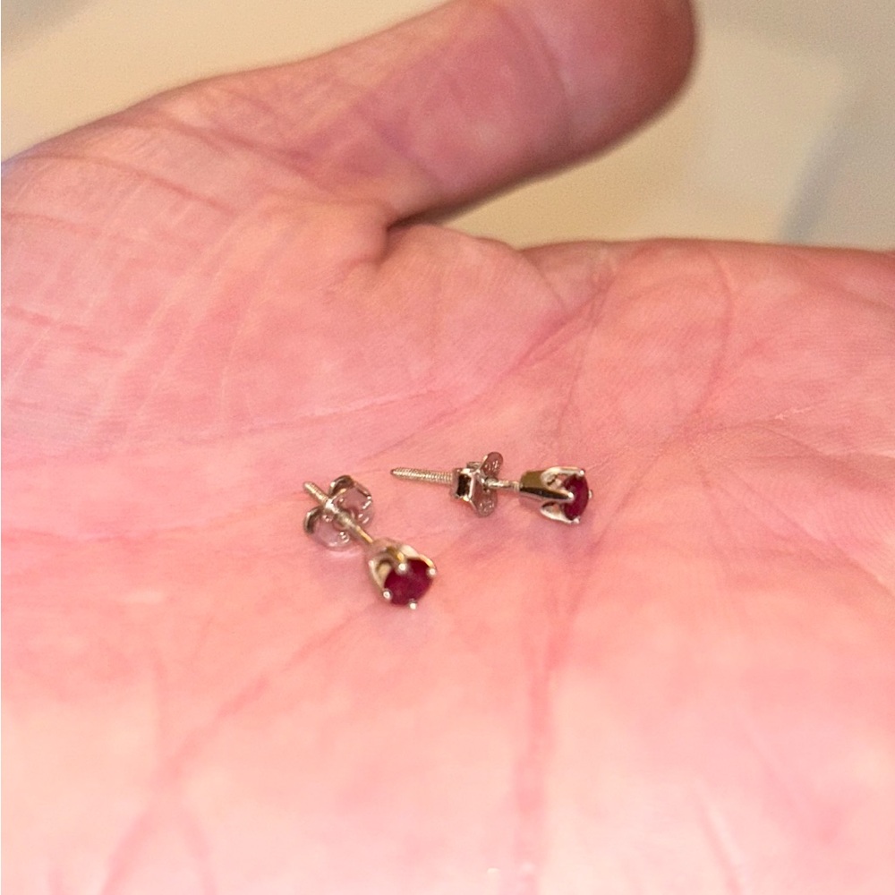 White Gold Ruby Earrings